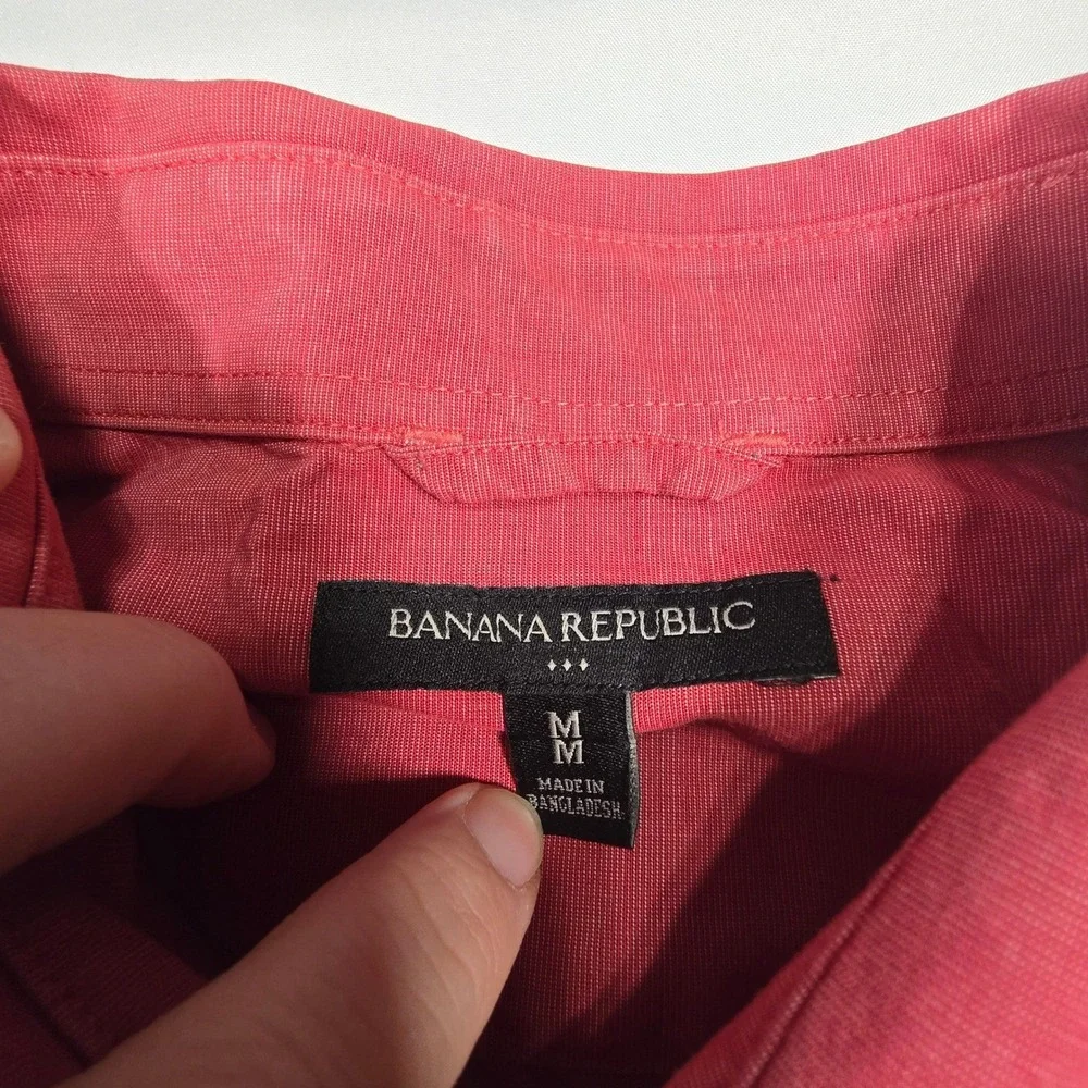 Banana Republic Mens Red Roll Tab Long Sleeve‎ Button Down Utility Shirt Medium